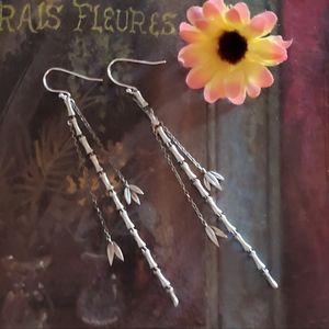 E17 Sterling Silver Bamboo Tassel Earrings